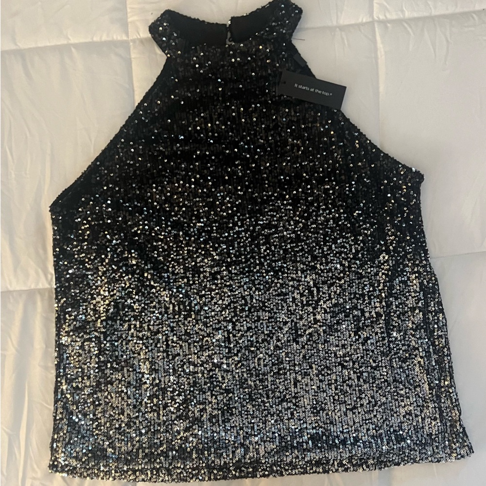 Cable & Gauge Glittering Black and Silver Blouse